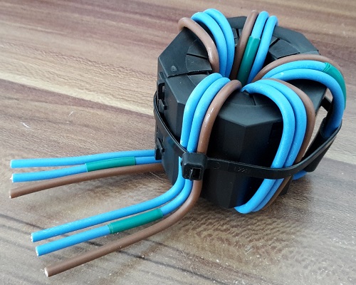 5-turns of mains cable on 31-Mix Problem-Solver Ferrite
